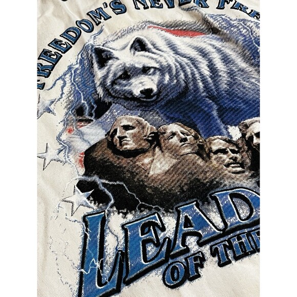 Mens 2006 Sturgis Bike Rally Mt Rushmore Wolf Leaders Of The Pack White Denim L - Picture 11 of 12